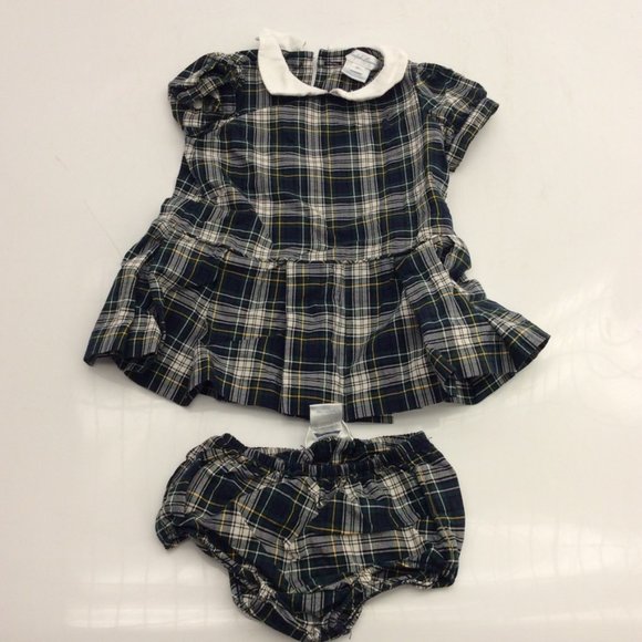 Ralph Lauren Collared Plaid Skirt Uniform Top & Bottom Set 6m - Picture 1 of 4